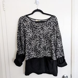 Peck & Peck Snow Leopard Cashmere 3/4 Sleeve Sweater